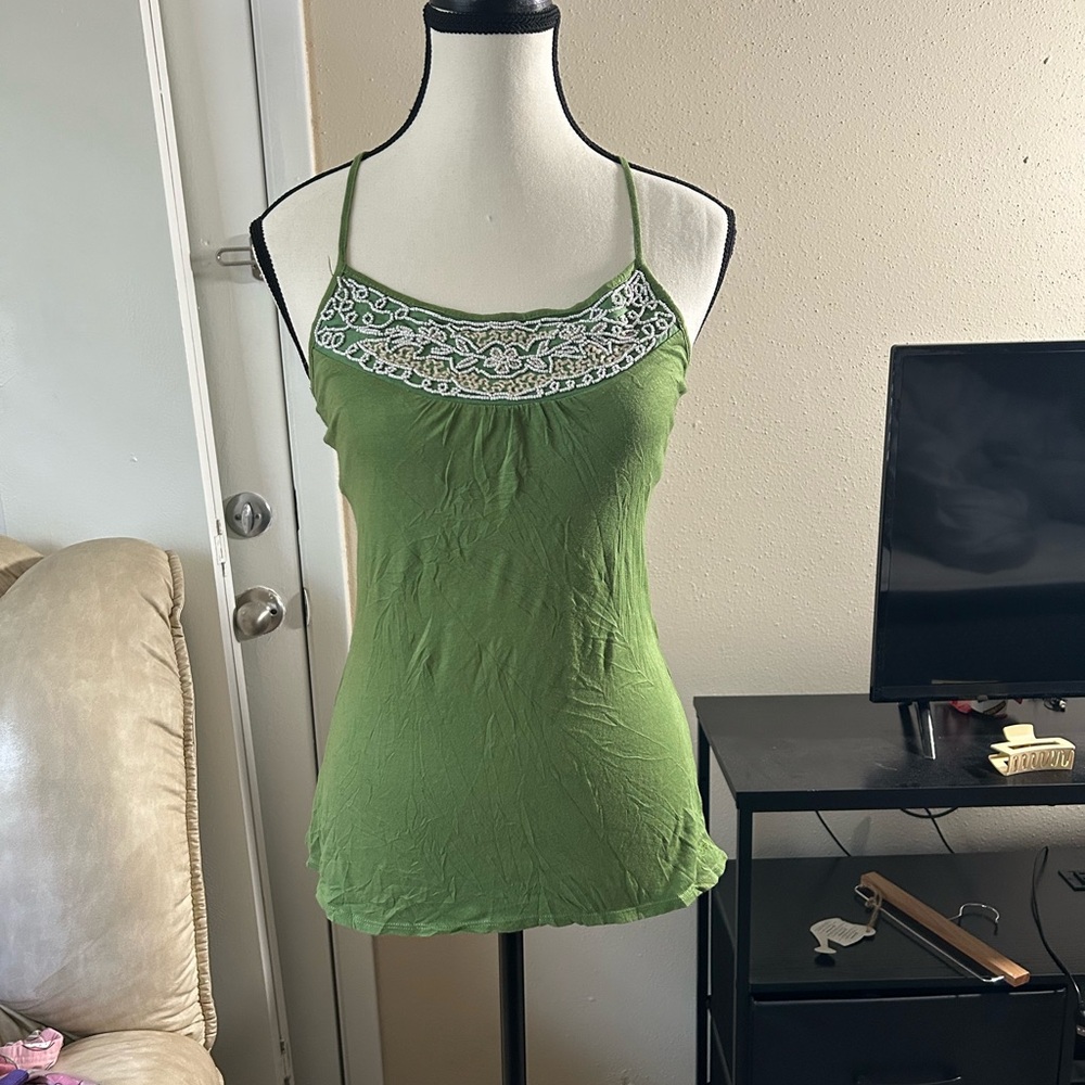 Vintage Abercrombie & Fitch Green Camisole with Beaded detail